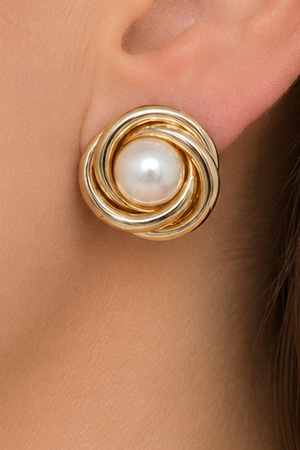 Classic Floral Pearl Stud Earrings