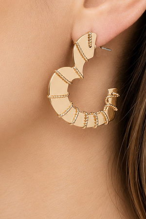 Brass Coiled Heart Hoop Earrings