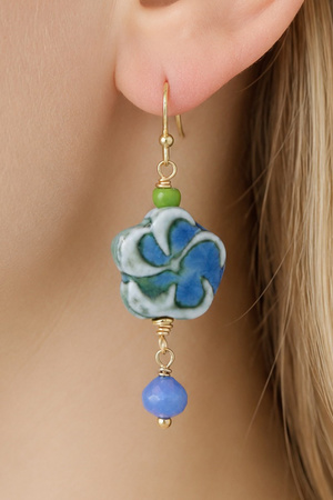 Elegant Ceramic Floral Drop Earrings