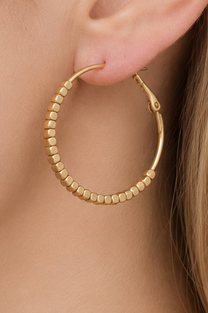 Square Metal Bead Hoop Earrings