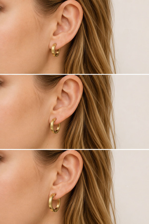 Stainless Steel 3-Pair Hoop Huggie Earring Set