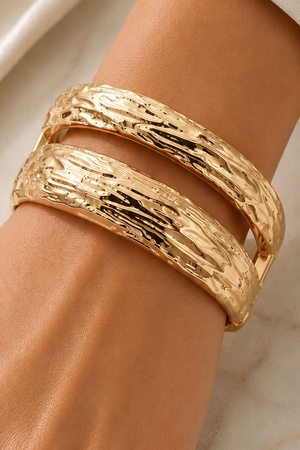 Textured Sculptural Hinged Cuff Bracelet