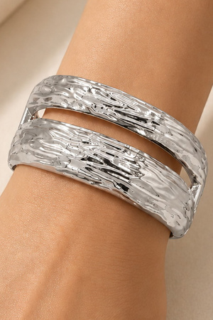 Textured Sculptural Hinged Cuff Bracelet