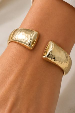 Hammered Textured Hinged Cuff Bracelet