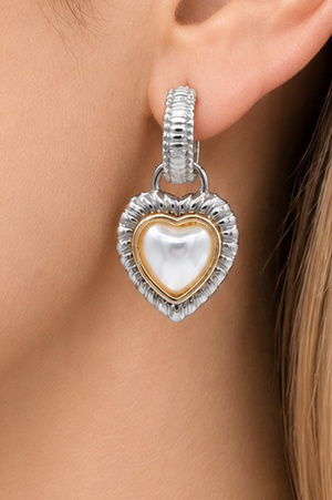 Heart-Cut Gemstone Two Tone Statement Earrings
