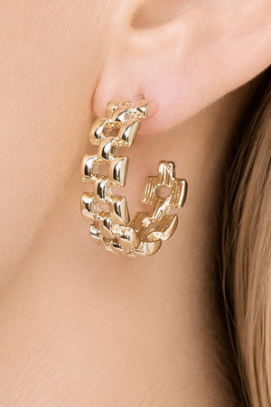 Modern Chain Link Hoop Earrings