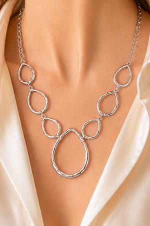 Organic Teardrop Link Statement Necklace