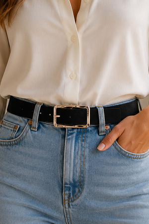 Microsuede Belt with Twist Rectangle Buckle