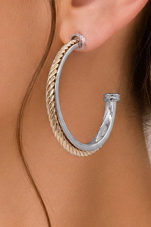 Classic Cable Texture Hoop Earrings