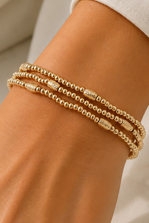 Polished Metal Bead Bracelet Set