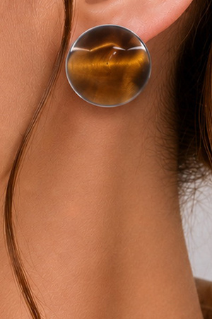Cat's Eye Round Stud Earrings