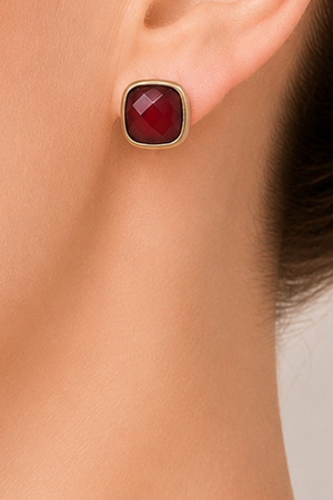 Gold Dipped Epoxy Stone Stud Earrings