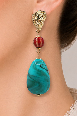 Gold Dipped Mixed Marble Statement Earrings