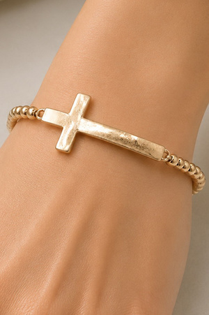 Minimalist Cross CCB Stretch Bracelet