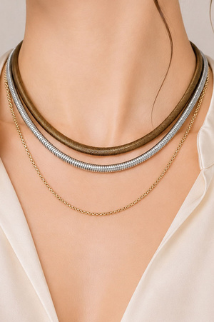 Mixed Metal Layered Chain Necklace
