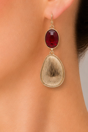 Faceted Crystal & Textured Teardrop Drop Earrings