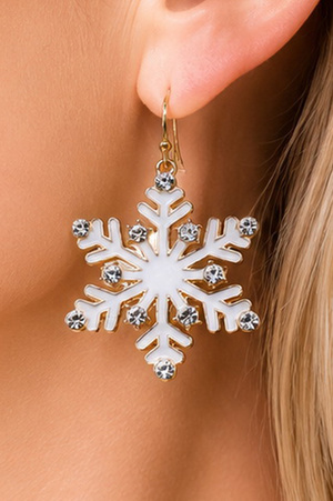 Crystal Snowflake Holiday Dangle Earrings