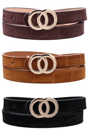 Modern Double Circle Faux Suede Triple Belt Collection