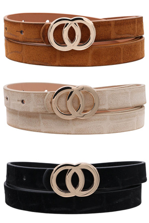 Modern Double Circle Faux Suede Triple Belt Collection