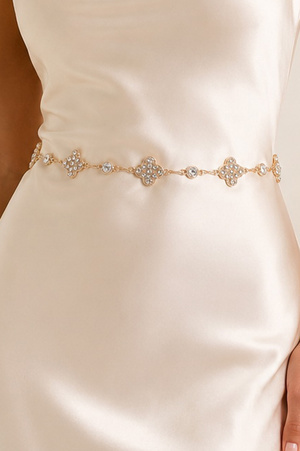 Pave Clover Link Chain Belt