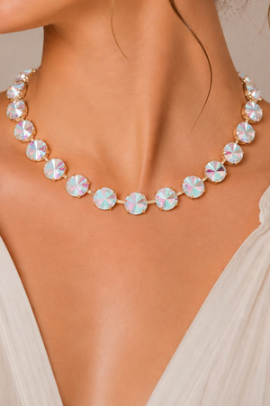 18K Gold Dipped Crystal Rivoli Necklace