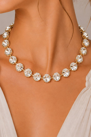 18K Gold Dipped Crystal Rivoli Necklace
