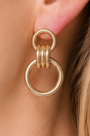 Modern Triple Link Circle Drop Earrings
