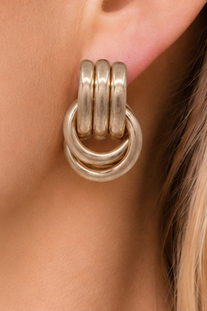 Modern Triple Loop Knot Stud Earrings