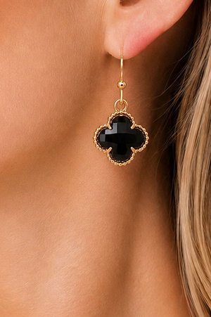 Faceted Clover Glass Drop Earrings