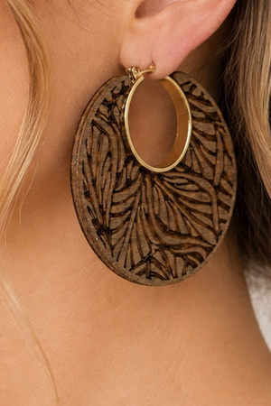Botanical Cutout Wood Hoop Earrings