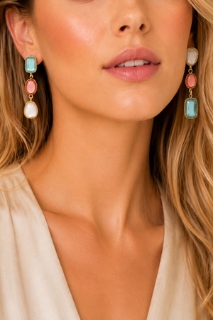 Multi-Stone Mismatch Statement Earrings