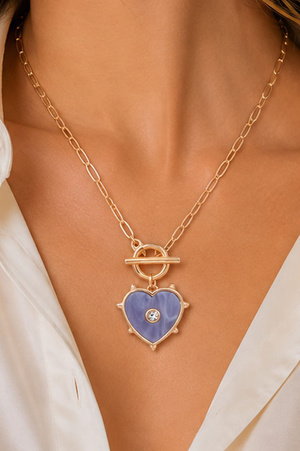 Mother of Pearl Heart Toggle Pendant Necklace