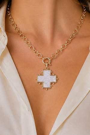 Statement Cross Charm Chain Necklace