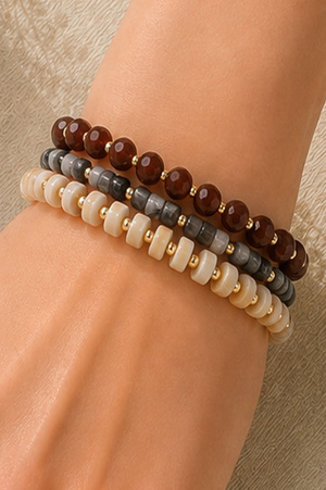 Multi-Color Stone Beaded Bracelet Set