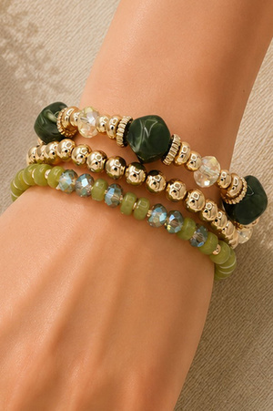 Mixed Stone Beaded Stack Bracelet Set