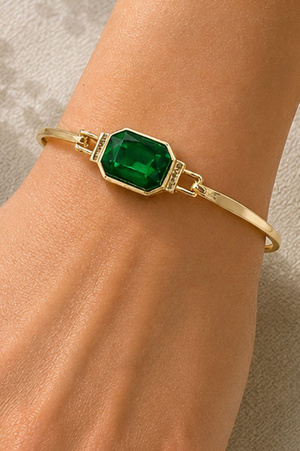 Emerald Cut Crystal Cuff Bracelet
