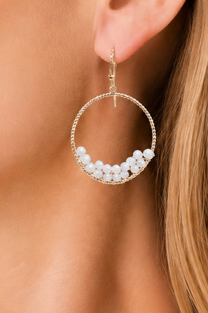 Faceted Bead Wire Hoop Earrings