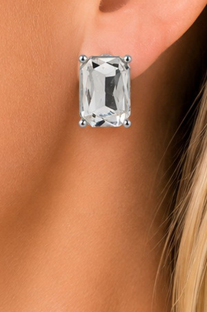 Emerald Cut Crystal Stud Earrings