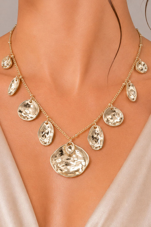 Organic Textured Multi Disc Pendant Necklace