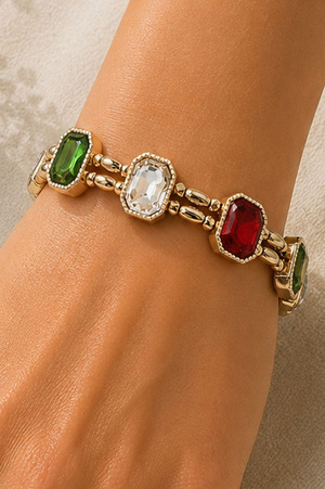 Emerald-Cut Crystal Stretch Bracelet