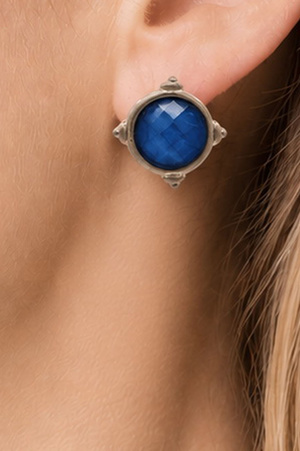 Vintage Framed Round Stone Earrings