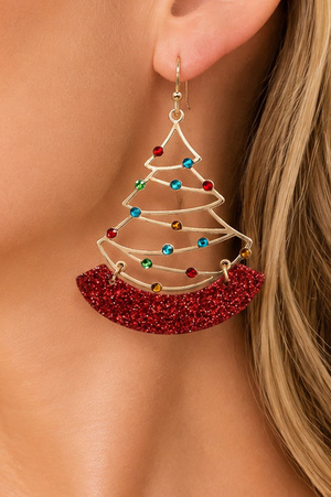 Holiday Rhinestone Christmas Tree Earrings
