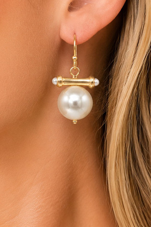 Pearl Bamboo Accent Drop Earrings