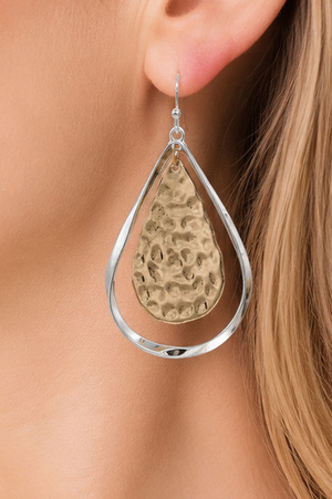 Hammered Double Teardrop Earrings