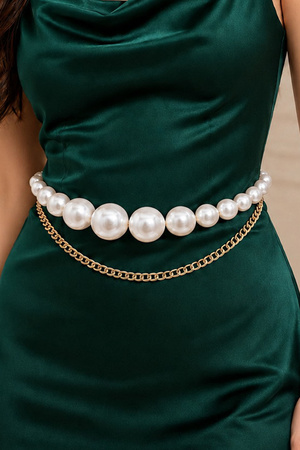 Oversized Pearl Accent Drape Belt