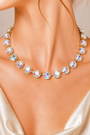18K Gold Dipped Rhinestone Tennis Necklace