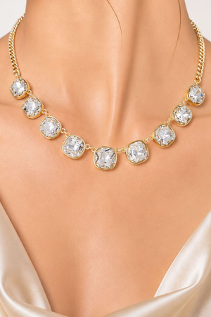 18K Gold Dipped Epoxy Stone Link Necklace
