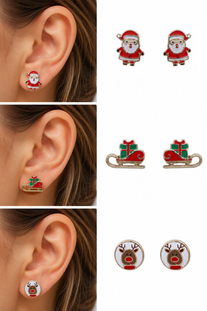 Christmas Epoxy Stud Earring Set