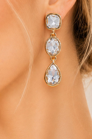 Triple Rhinestone Drop Earrings
