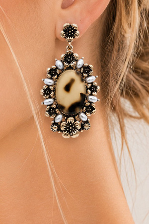 Antique Gold Tortoise Floral Dangle Earrings